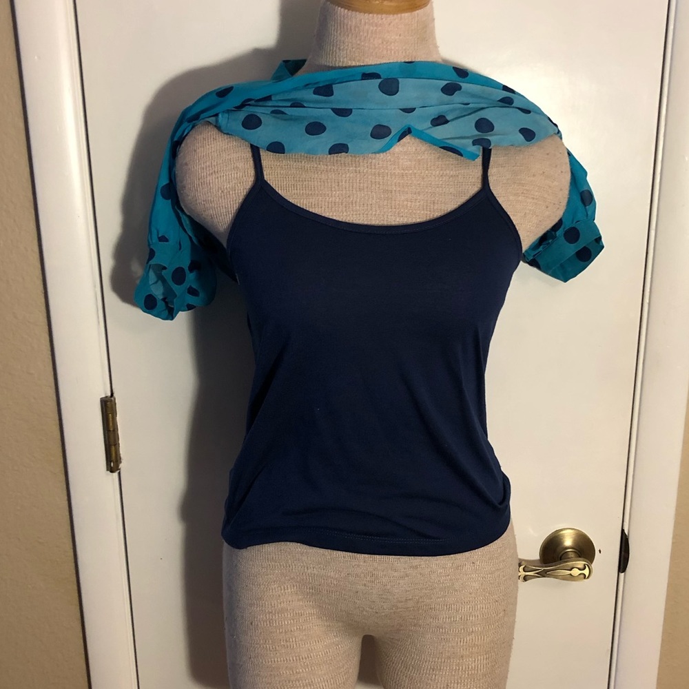 Kyut XL blue polka dot blouse shirt top - Picture 3 of 4